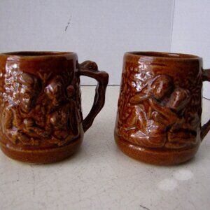 2 Indian Brown Ceramic Coffee or Tea Mugs NWOT